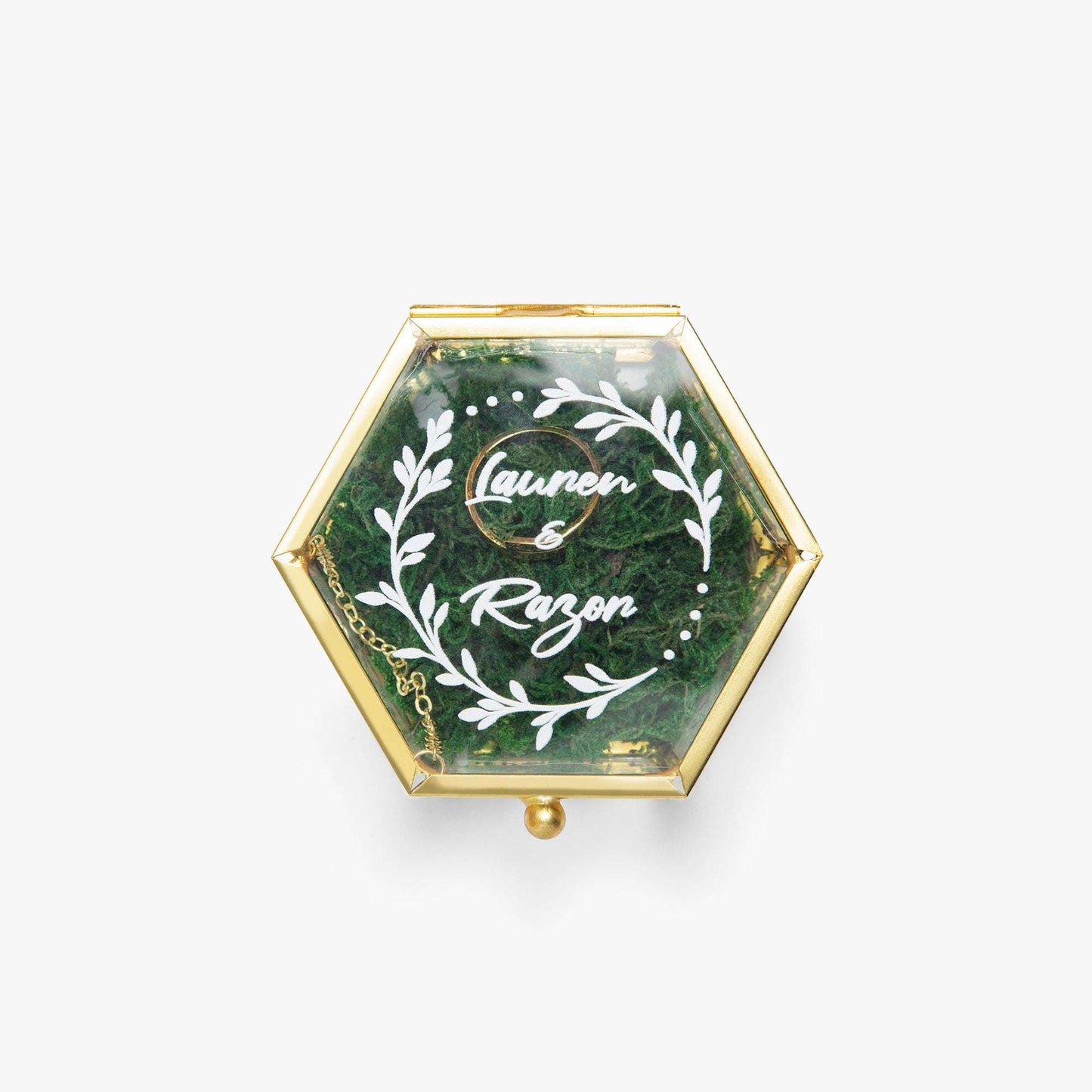 Hexagonal Glass Ring Box – Elegant Wedding Ring Display - Care & Keepsakes