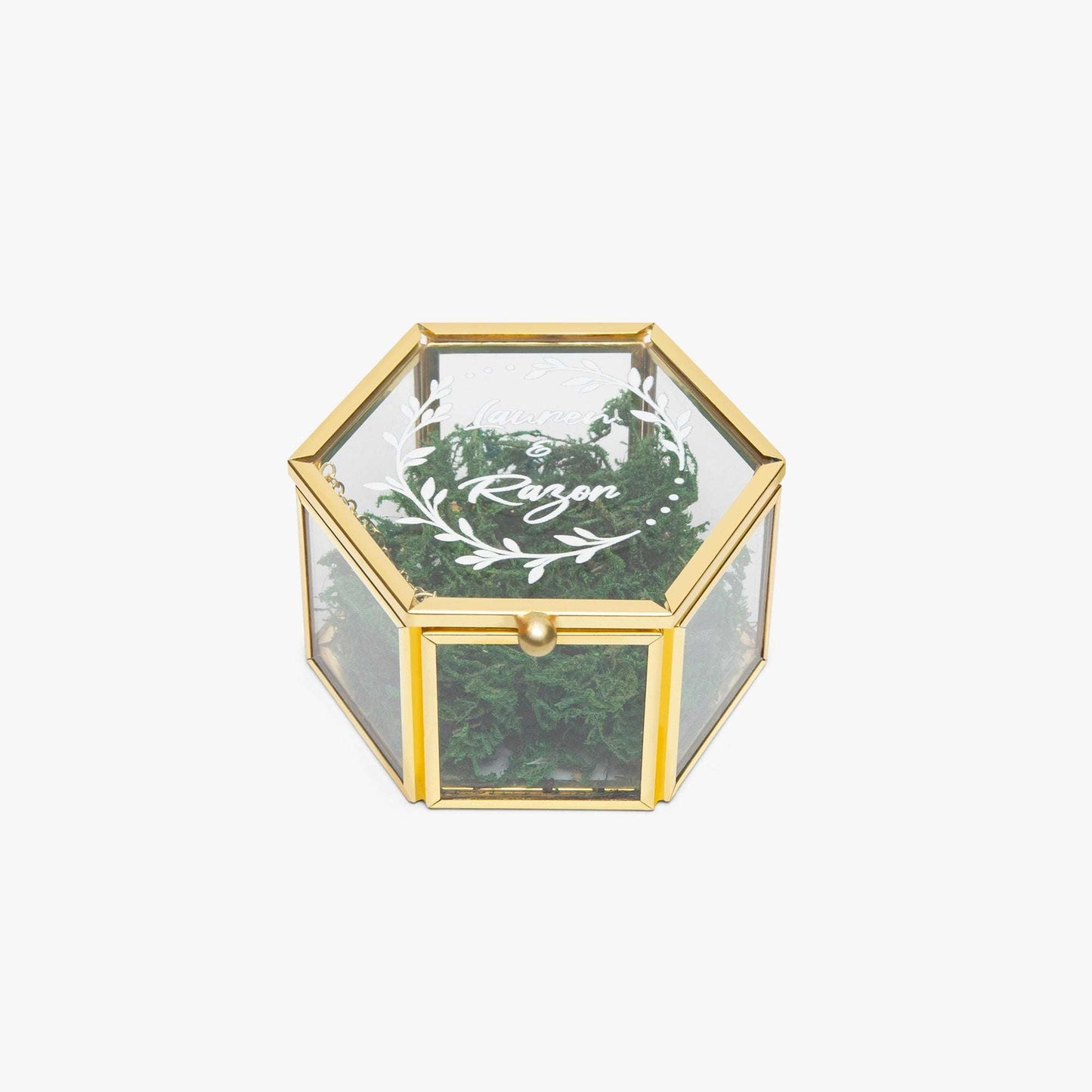Hexagonal Glass Ring Box – Elegant Wedding Ring Display - Care & Keepsakes