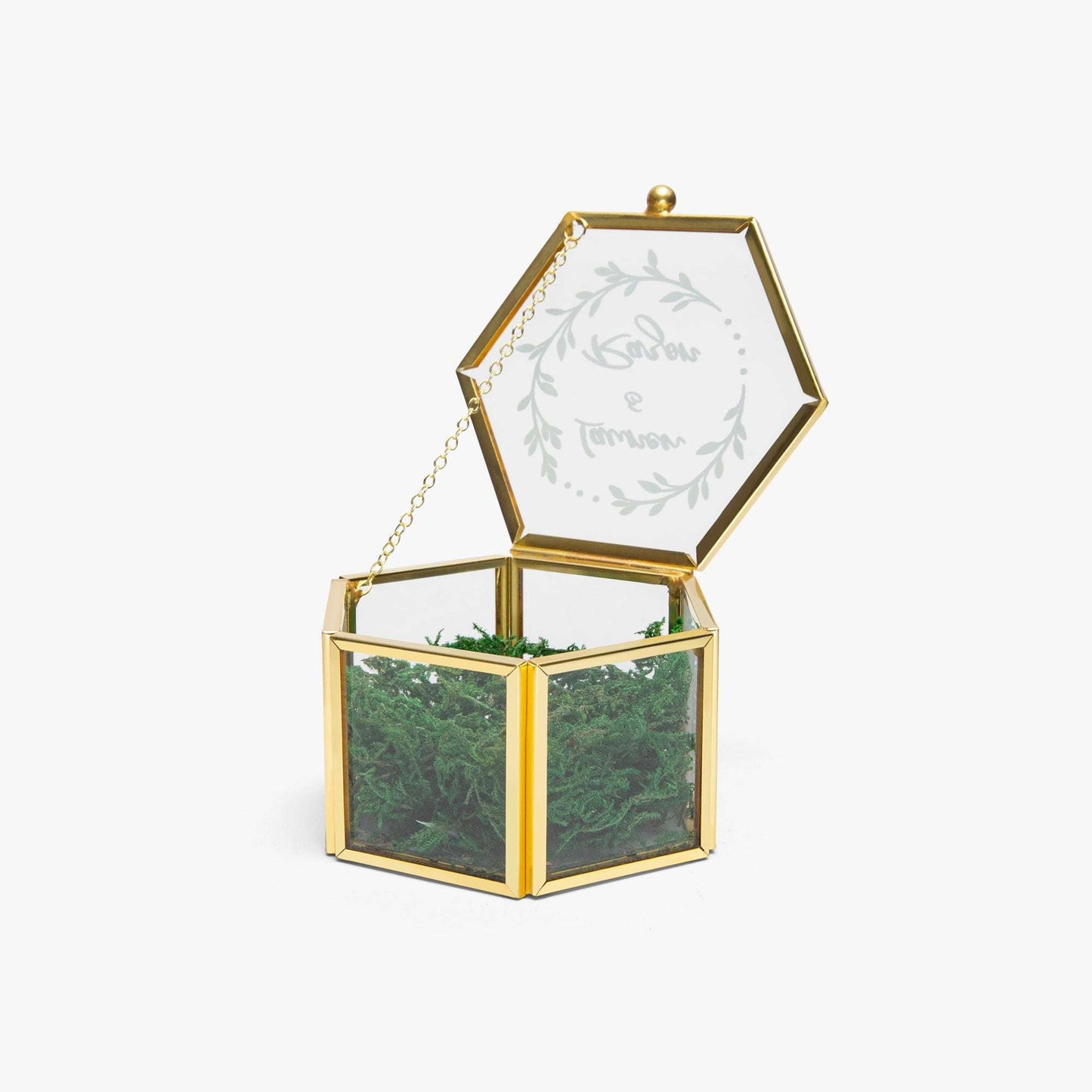 Hexagonal Glass Ring Box – Elegant Wedding Ring Display - Care & Keepsakes