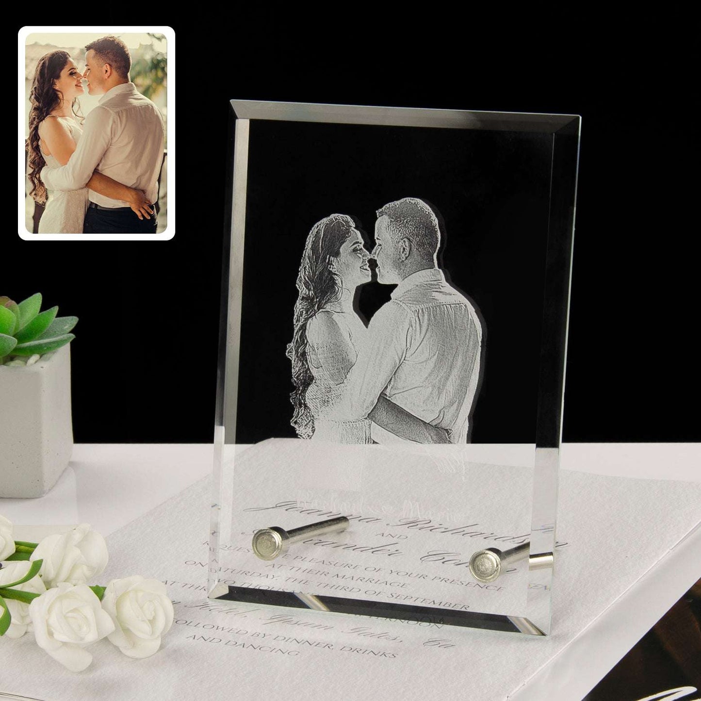 3D Engraved Crystal Photo Frame – Personalized Keepsake & Stylish Home Decor - Care & Keepsakes