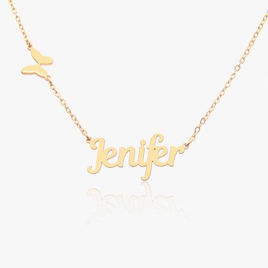 Custom Name Necklace with Butterfly Charm – Personalized Gold Script Jewelry | Gift for Women, Girls & Teens - Care & Keepsakes