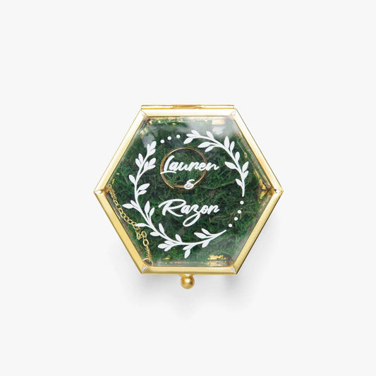 Hexagonal Glass Ring Box – Elegant Wedding Ring Display - Care & Keepsakes