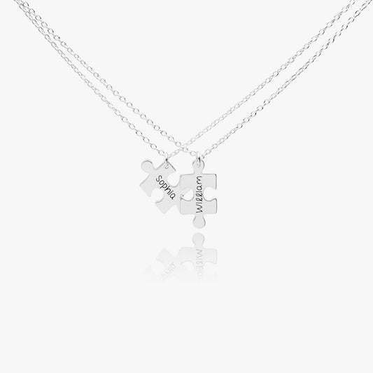Personalized Engraved Puzzle Necklace – Custom Name Jewelry for Meaningful Connections - Care & Keepsakes